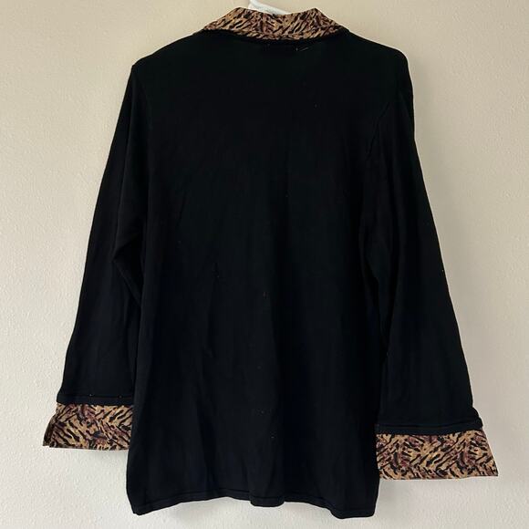 Vintage notations sweater with animal print collar cuffs winter fall Mobwife 1X - Picture 6 of 9